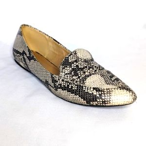 Faux Python Pointed Toe Loafers
